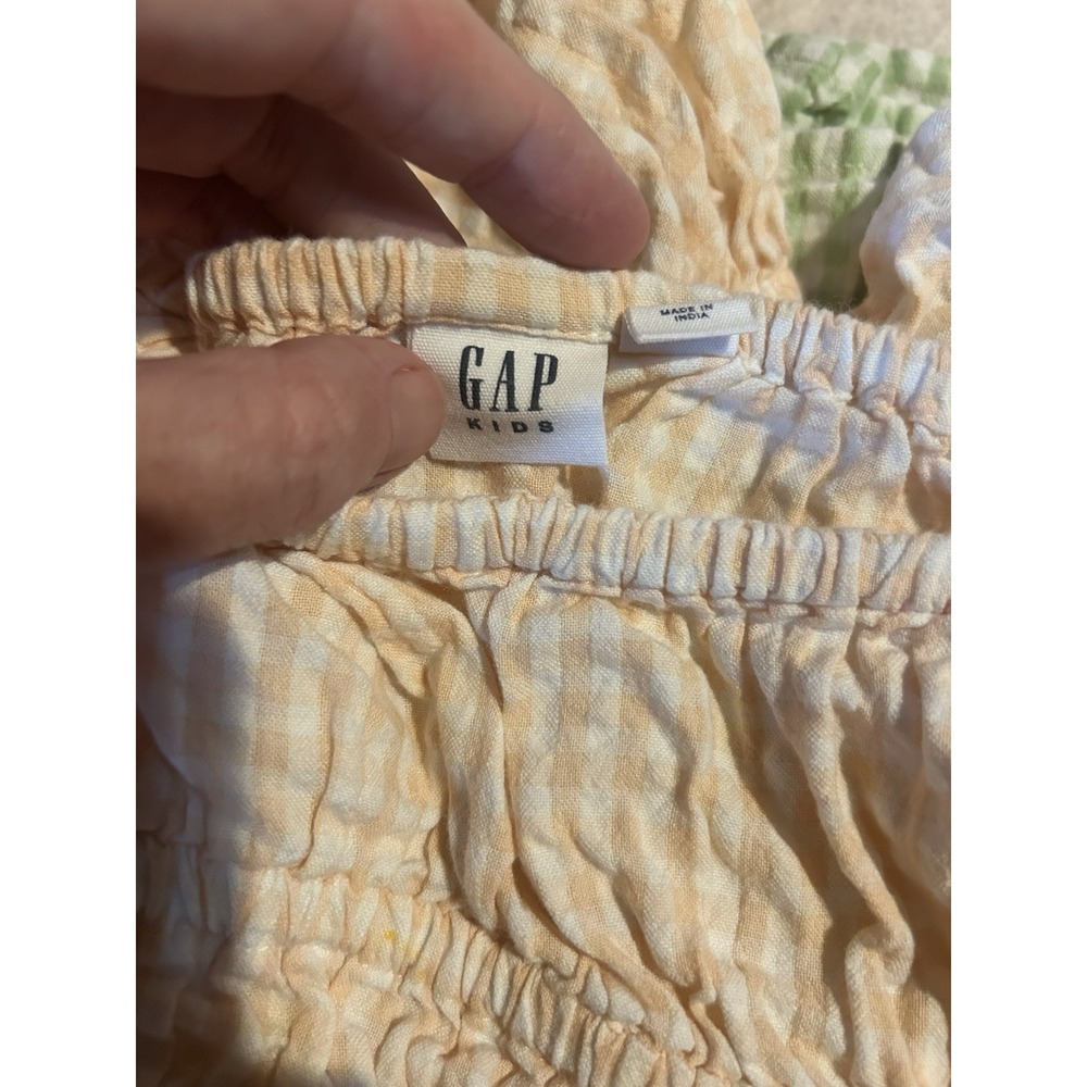 GAP Kids Girls XS 4-5 Pastel Gingham Seersucker Smocked Puff Sleeve Dress - Picture 3 of 4